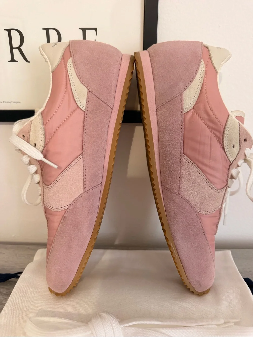 Moncler Authentic Pink Suede & Nylon low-top Retro Sneakers Size 8 (EU 38)